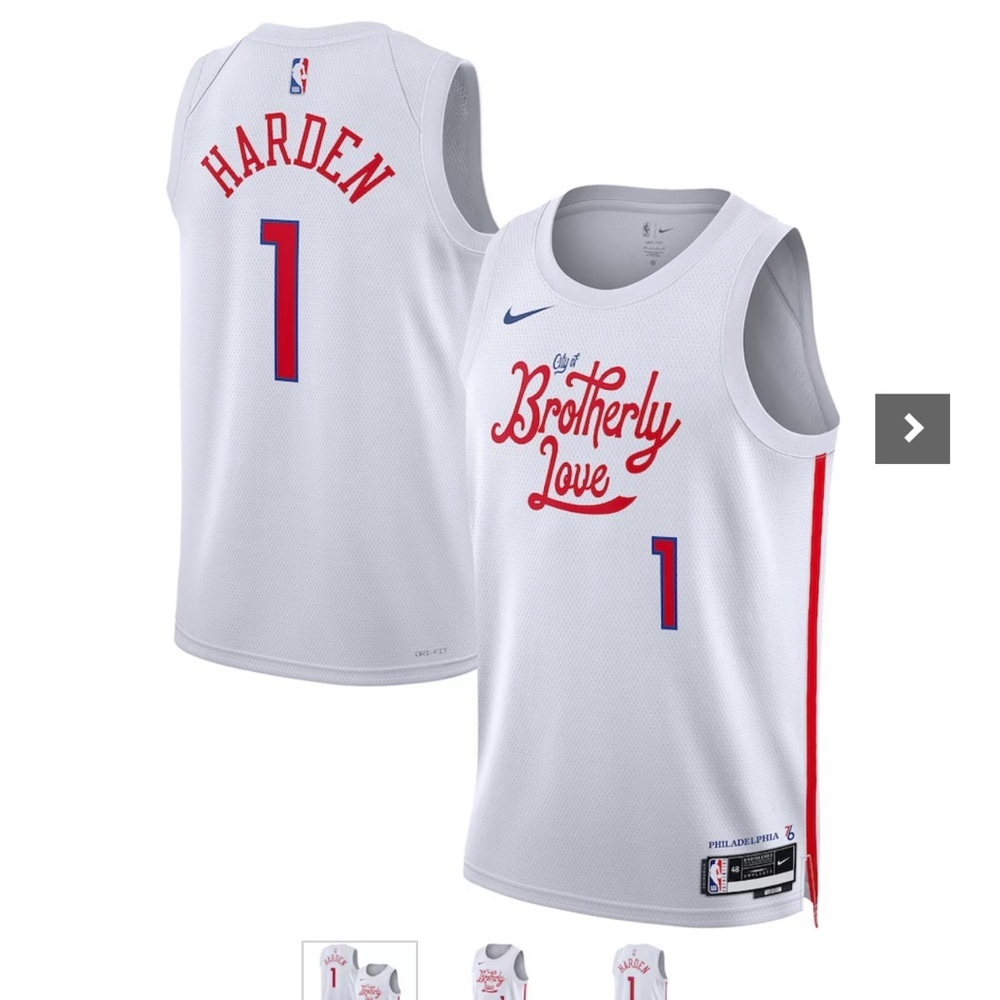 NPhiladelphia 76ers James Harden Nike White 2022/23 Swingman Jersey-City Editin